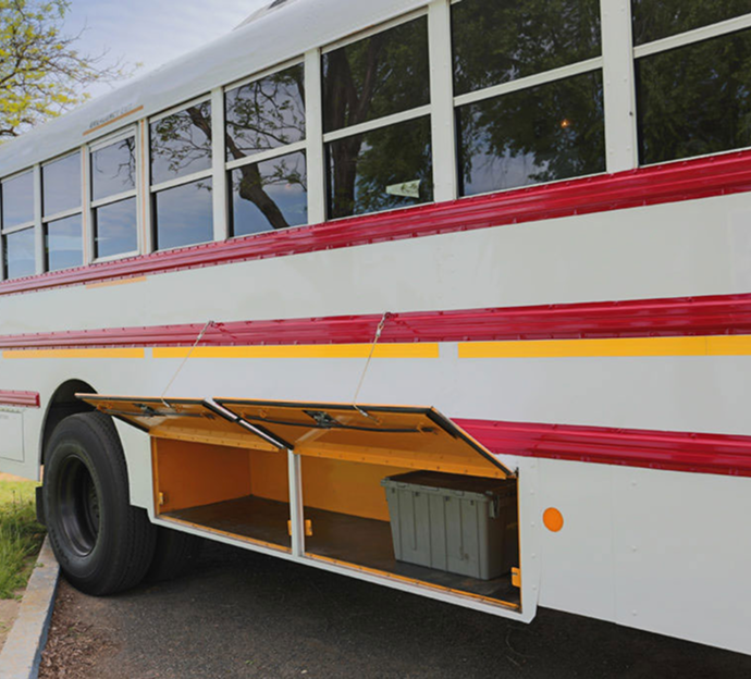 Luggage-area-on-school-bus